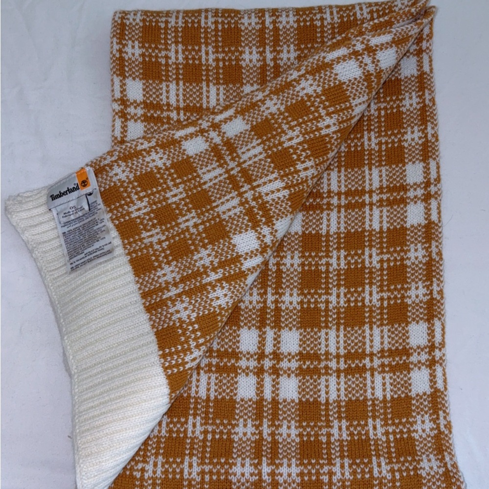 Timberland Orange and White Plaid Scarf